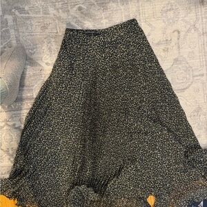 Abercrombie & Fitch Black and Yellow floral Skirt with sheer overlay // size xs